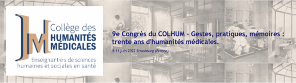Bannière présentant la neuvième édition du Collège des Humanités Numériques, "Gestes, pratiques, mémoires, trente ans d'humanités médicales"